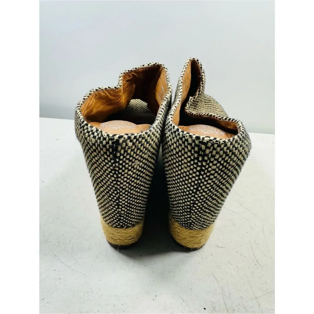 Jeffrey Campbell 2010s Virgo Fab Wedge Platform tweed jute leather slip on sz 7